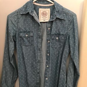 Denim Polka Dot Button Down